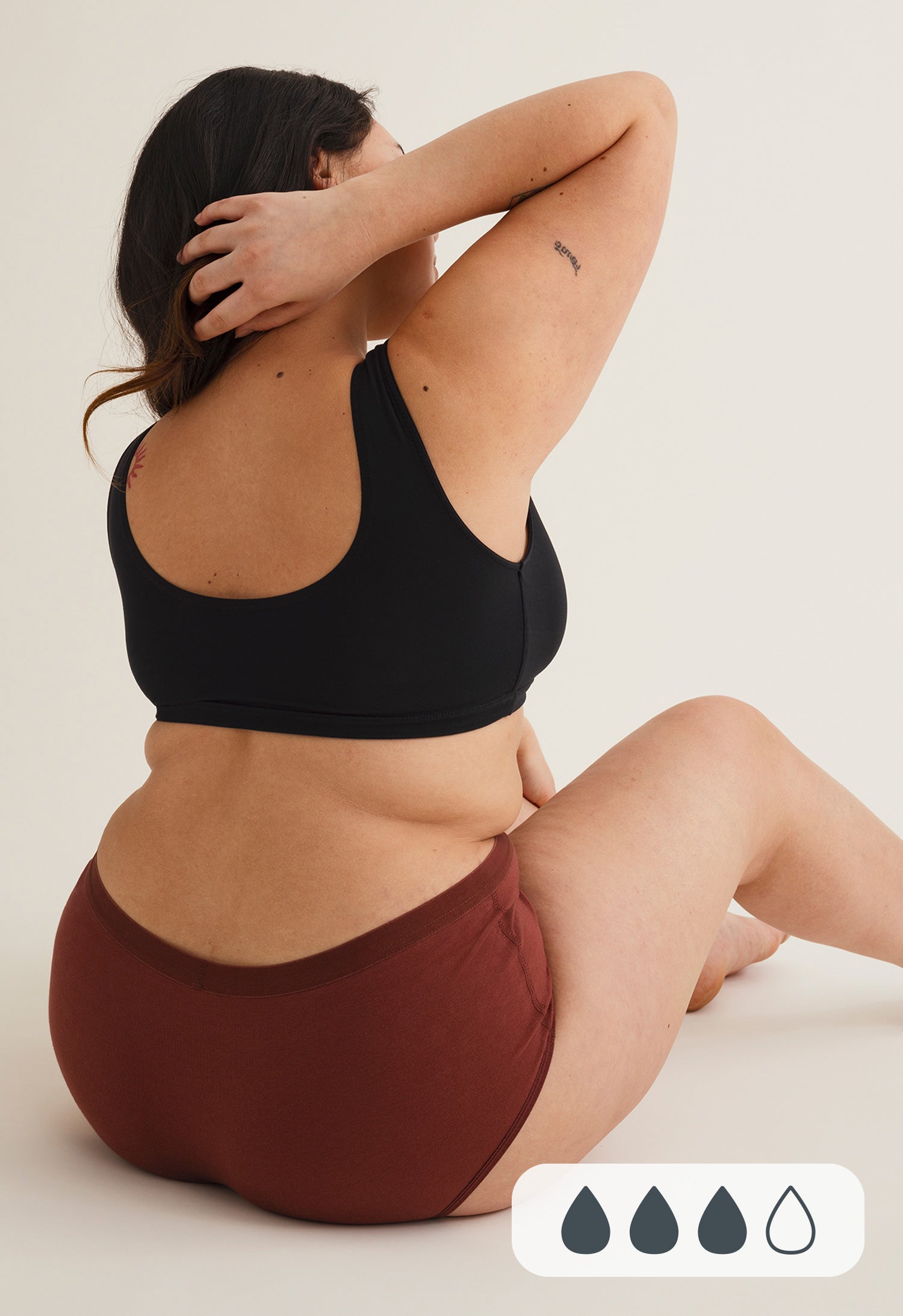 Braguita menstrual hipster, flujo medio, burdeos oxidado