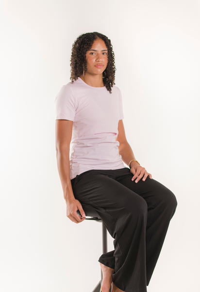 Top esencial de lactancia de manga corta - Rosa pastel