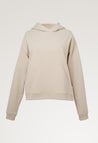Sudadera premamá con capucha y apertura para lactancia - Beige claro