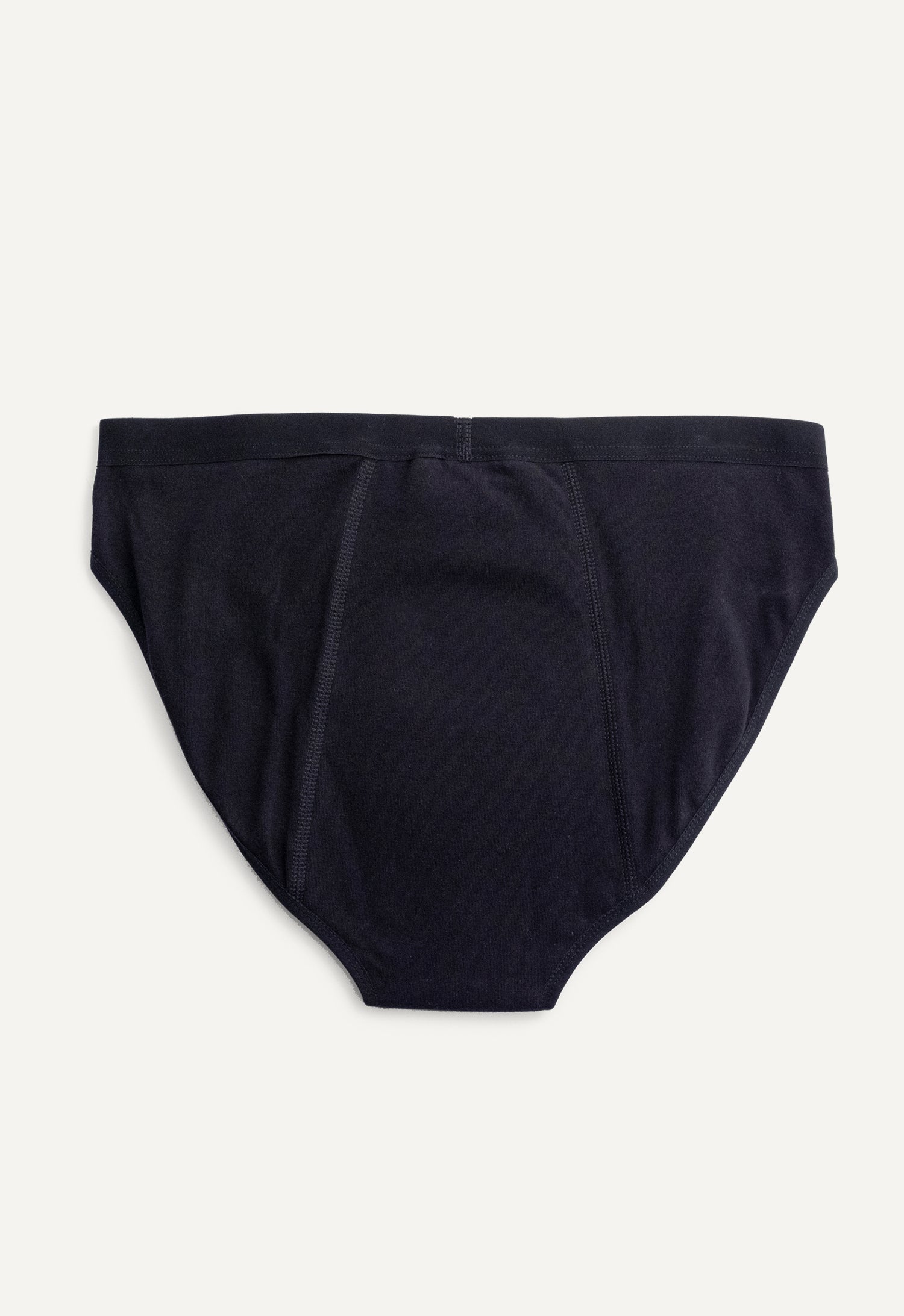 Braguita menstrual tipo bikini para flujo abundante, negra