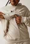 Sudadera premamá con capucha y apertura para lactancia - Beige claro