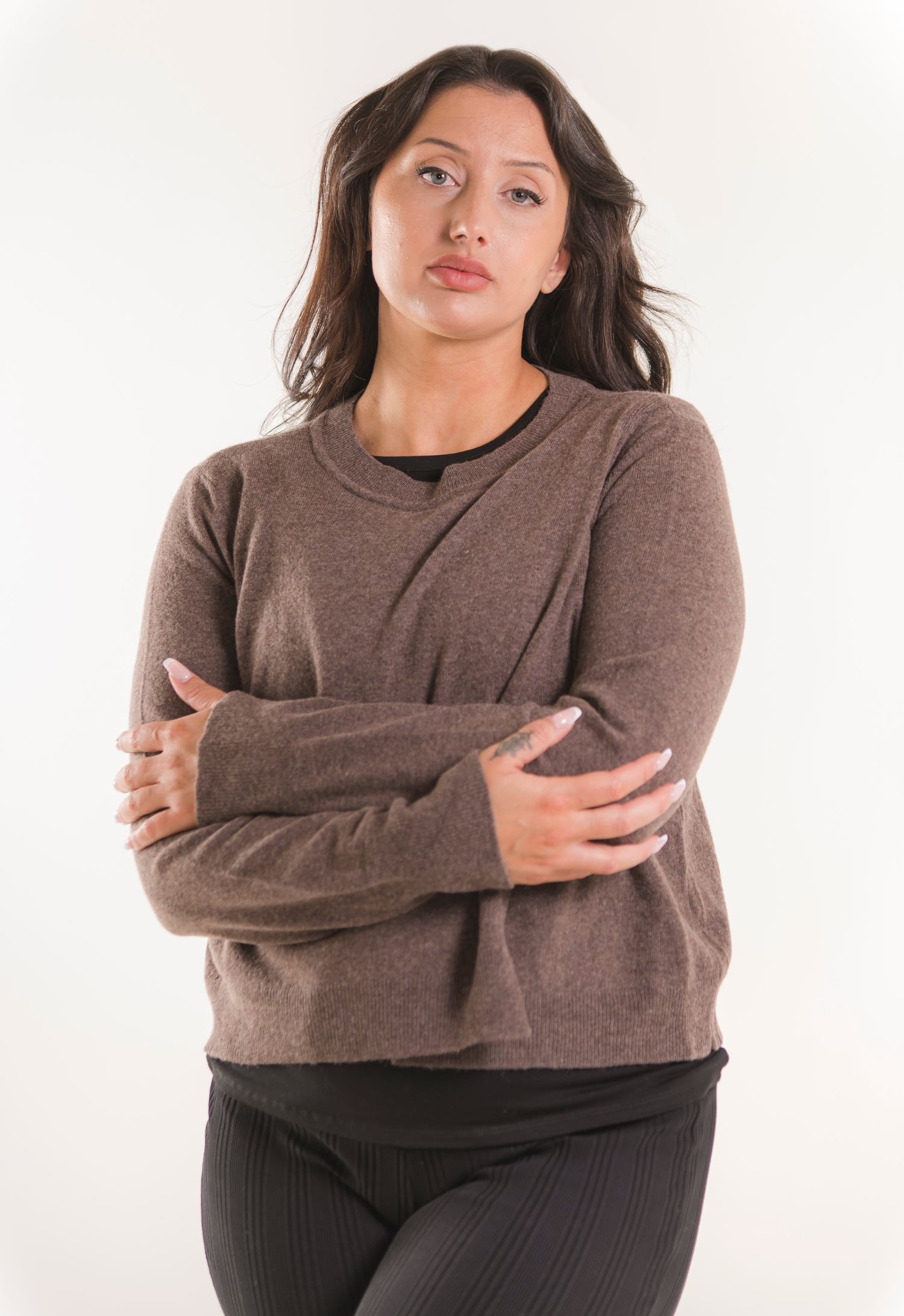 Jersey de lactancia de punto - marrón gris melange