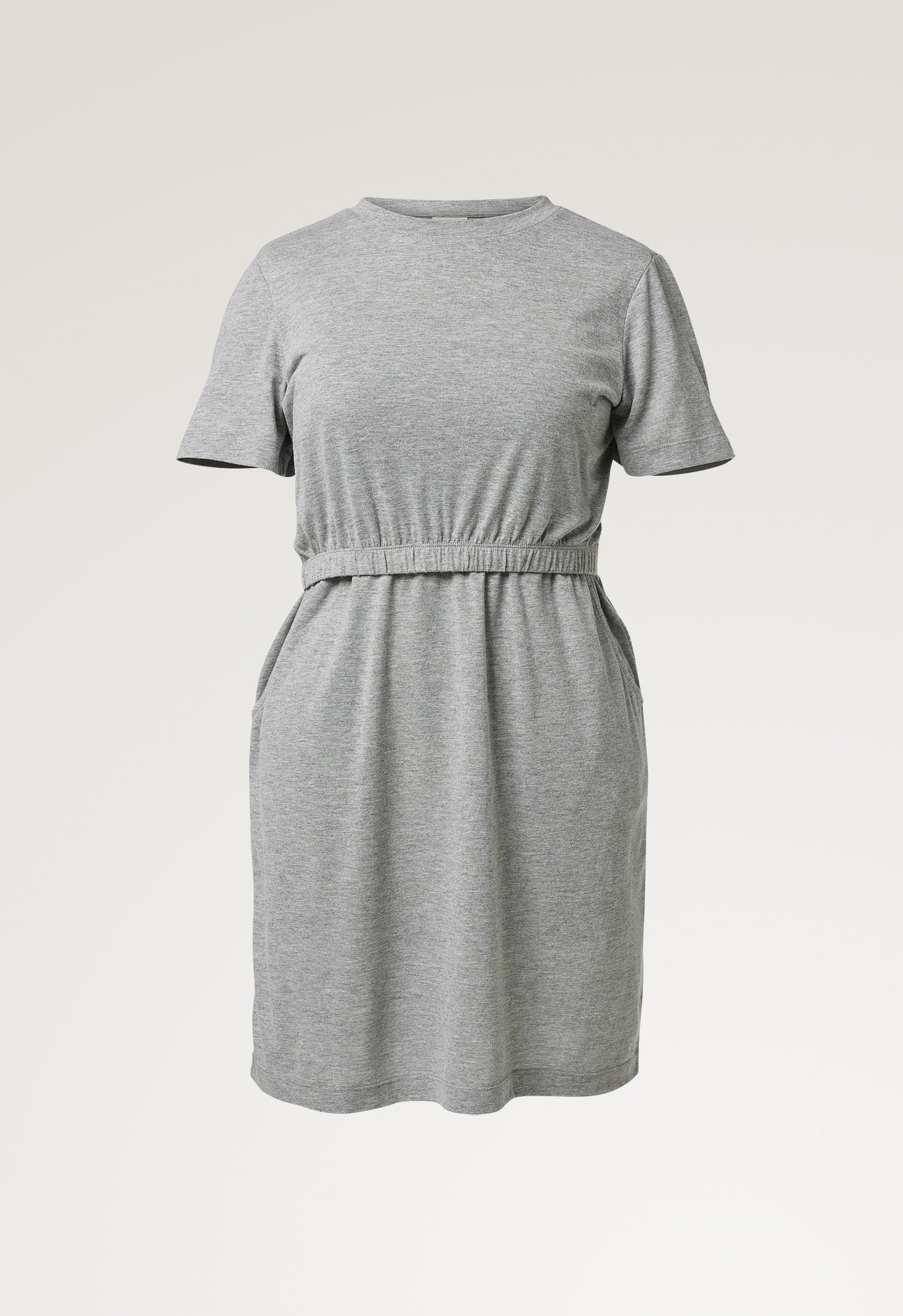 Vestido corto tipo camisa - gris jaspeado