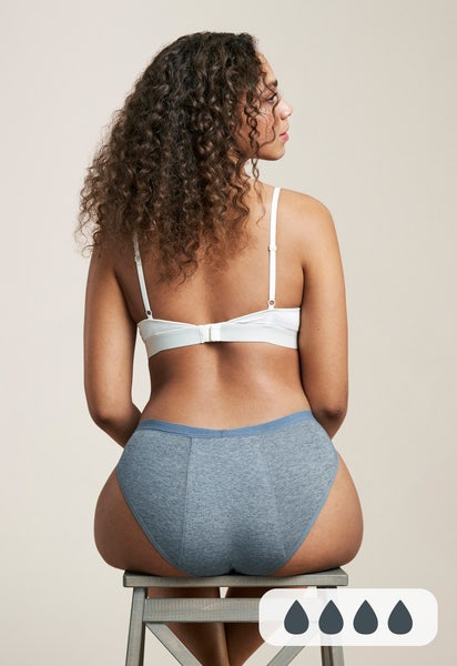 Braguita menstrual tipo bikini para flujo abundante, gris