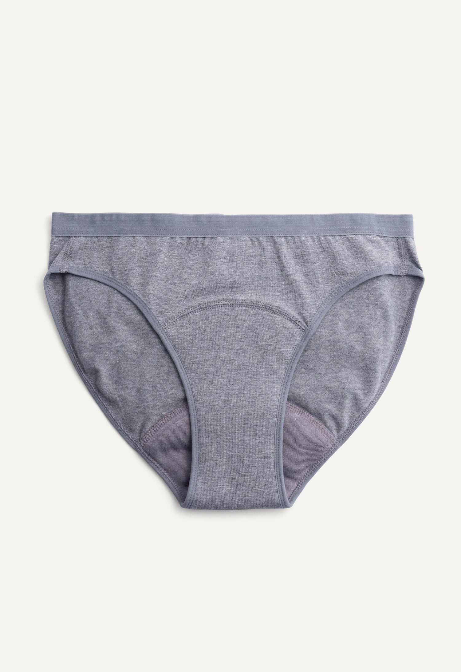 Braguita menstrual estilo bikini, flujo medio, gris
