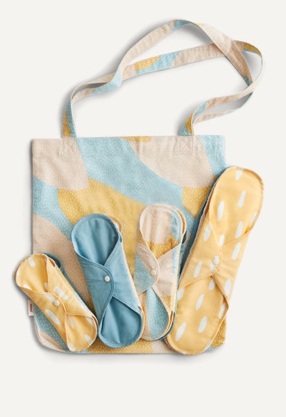 Kit de inicio de compresas, azul con motas