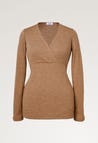 Top acanalado de lana merino - marrón jaspeado