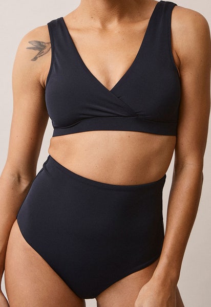 Braguita de bikini de maternidad de talle alto para posparto - Negro