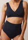 Braguita de bikini de maternidad de talle alto para posparto - Negro