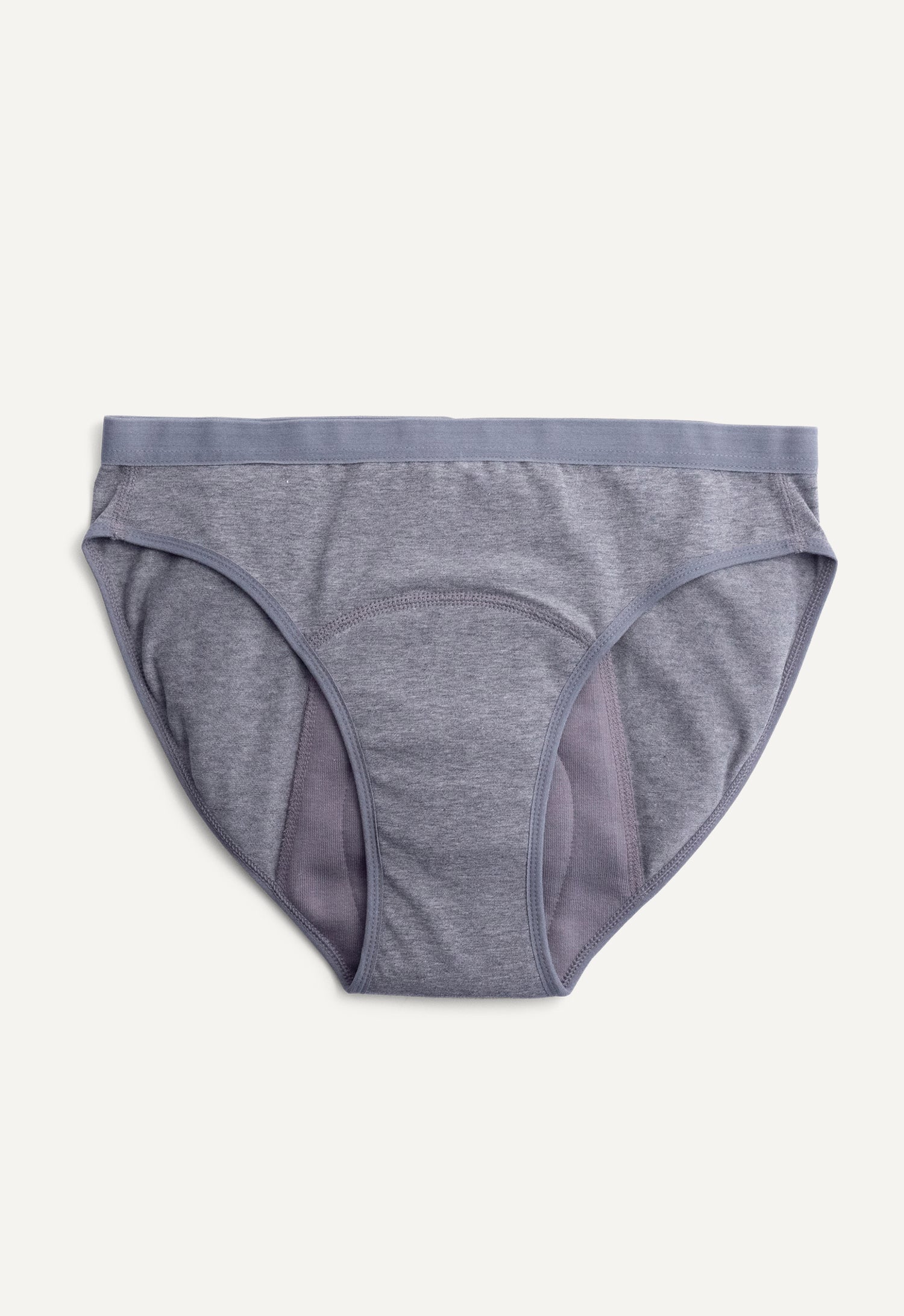 Braguita menstrual tipo bikini para flujo abundante, gris
