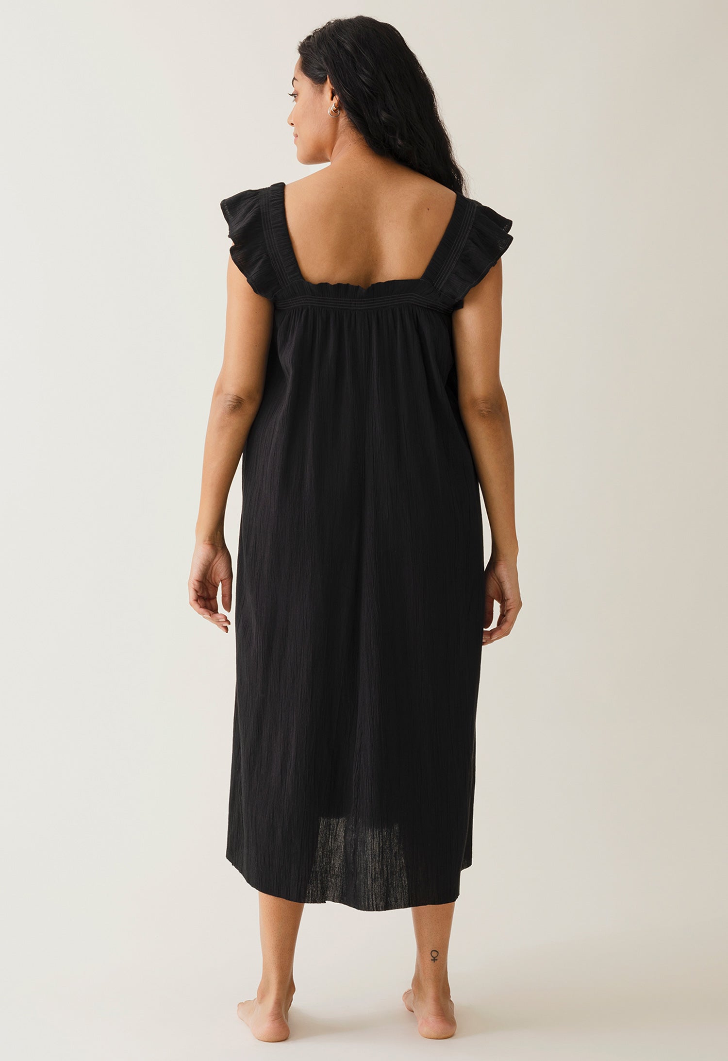 Vestido premamá boho con fruncido - Negro
