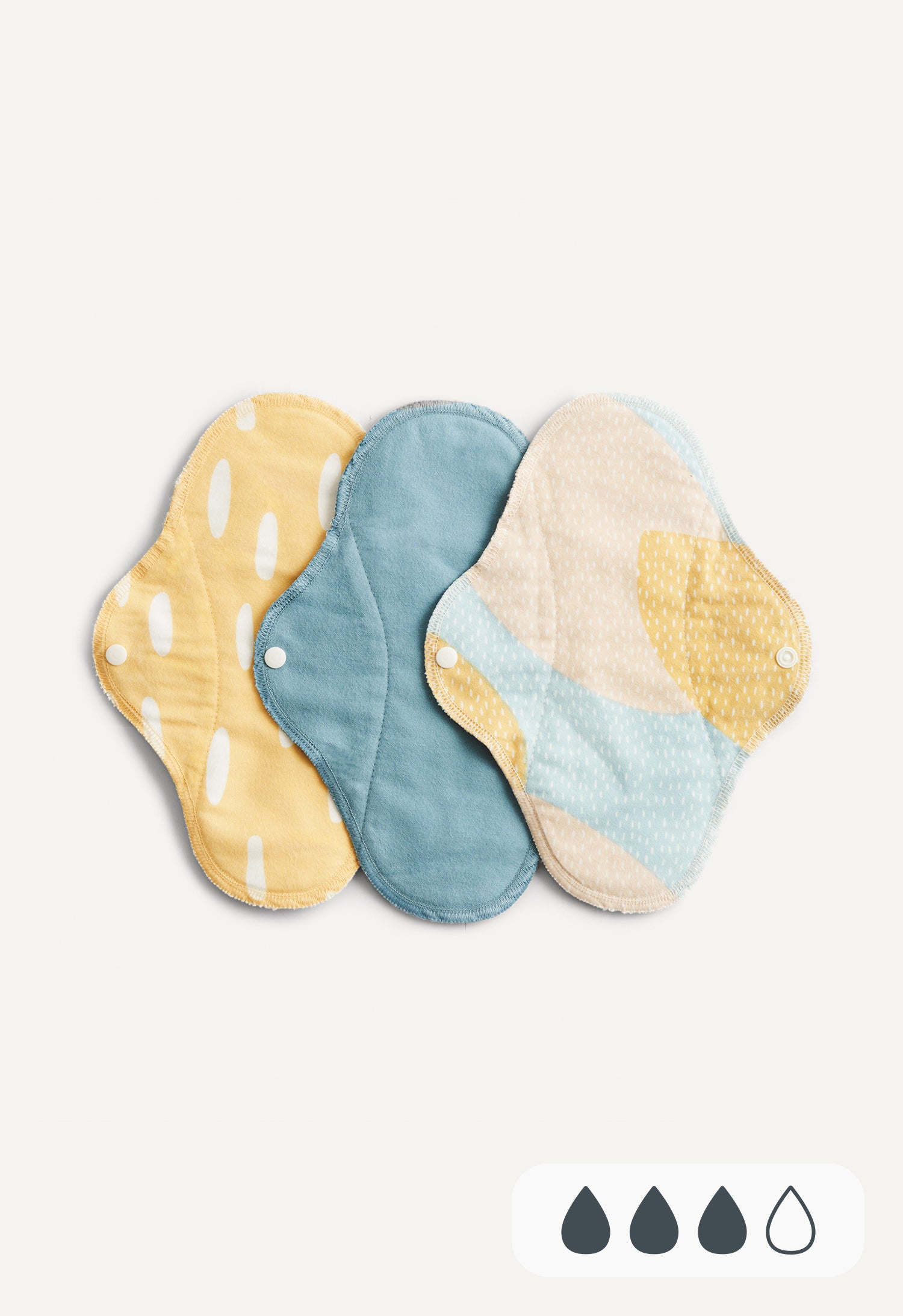 Compresas clásicas, talla normal, en azul jaspeado, pack de 3