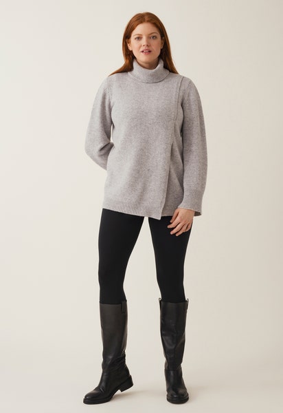 Túnica de lactancia de punto - Gris jaspeado claro