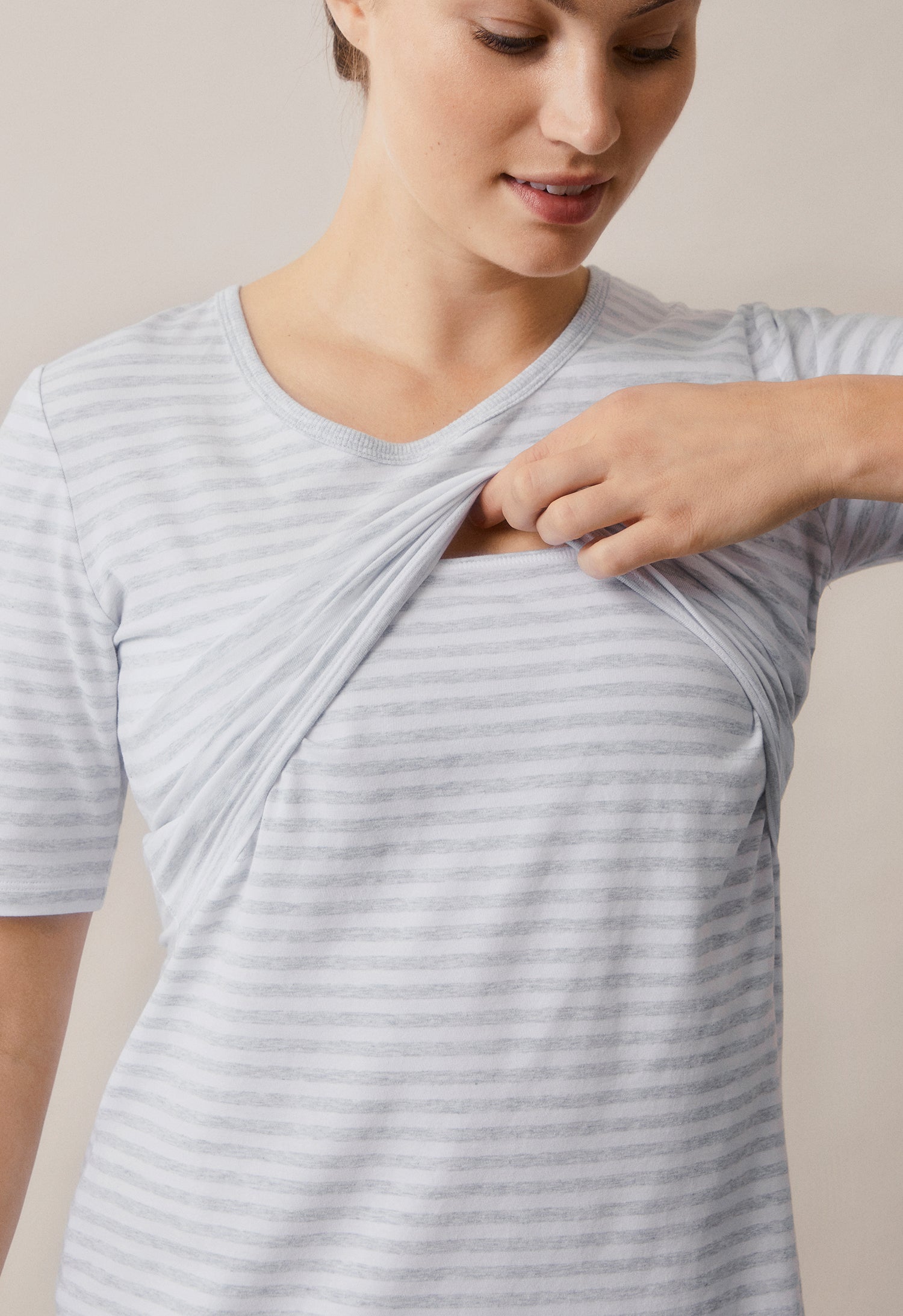 Camisón - blanco/gris jaspeado