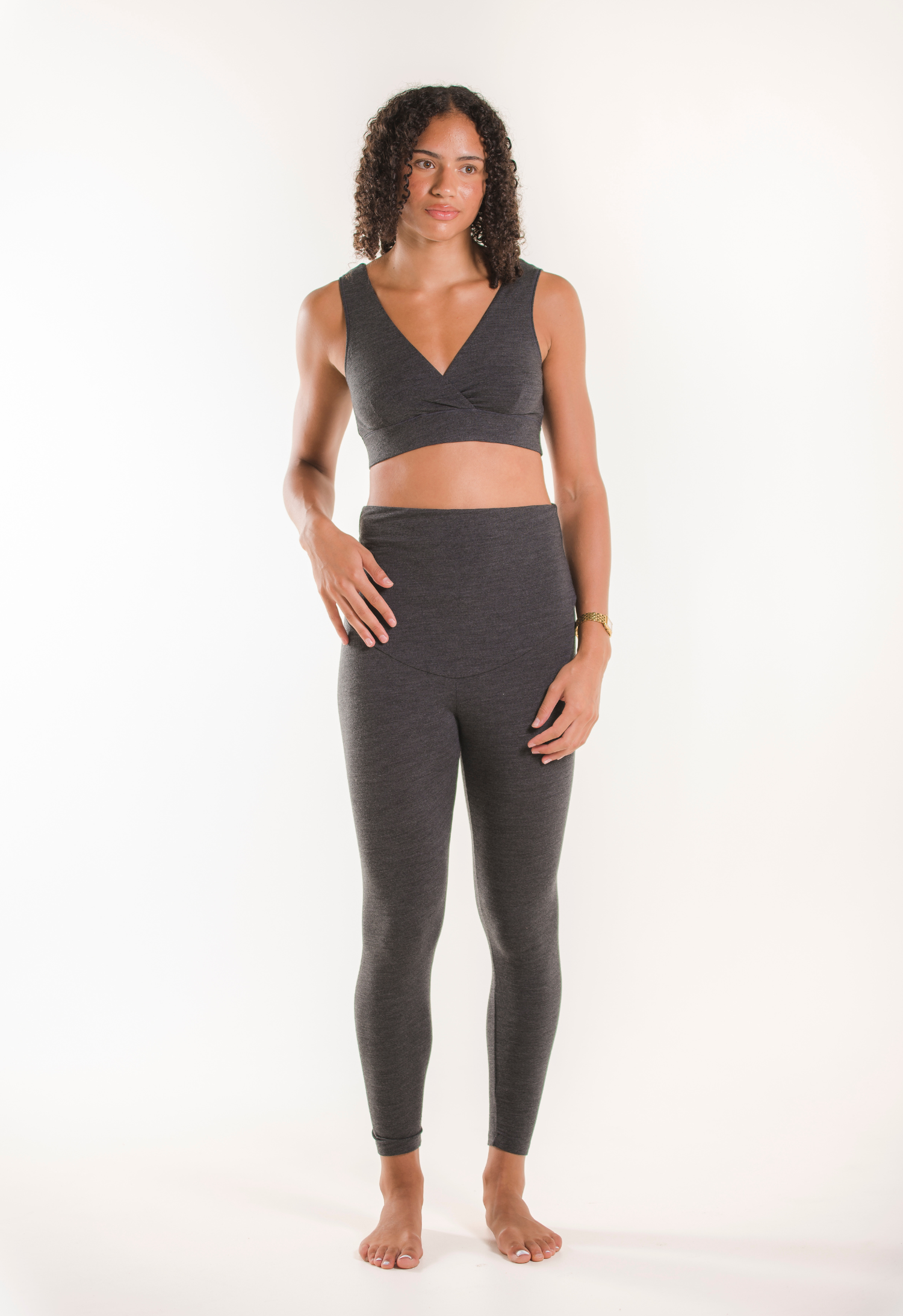 Leggings premamá de lana - Gris jaspeado