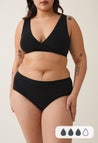 Braga menstrual hipster, flujo medio, negro