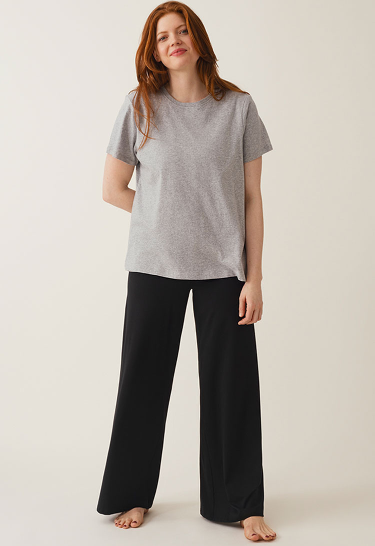 Camiseta premamá con acceso para lactancia - Gris jaspeado