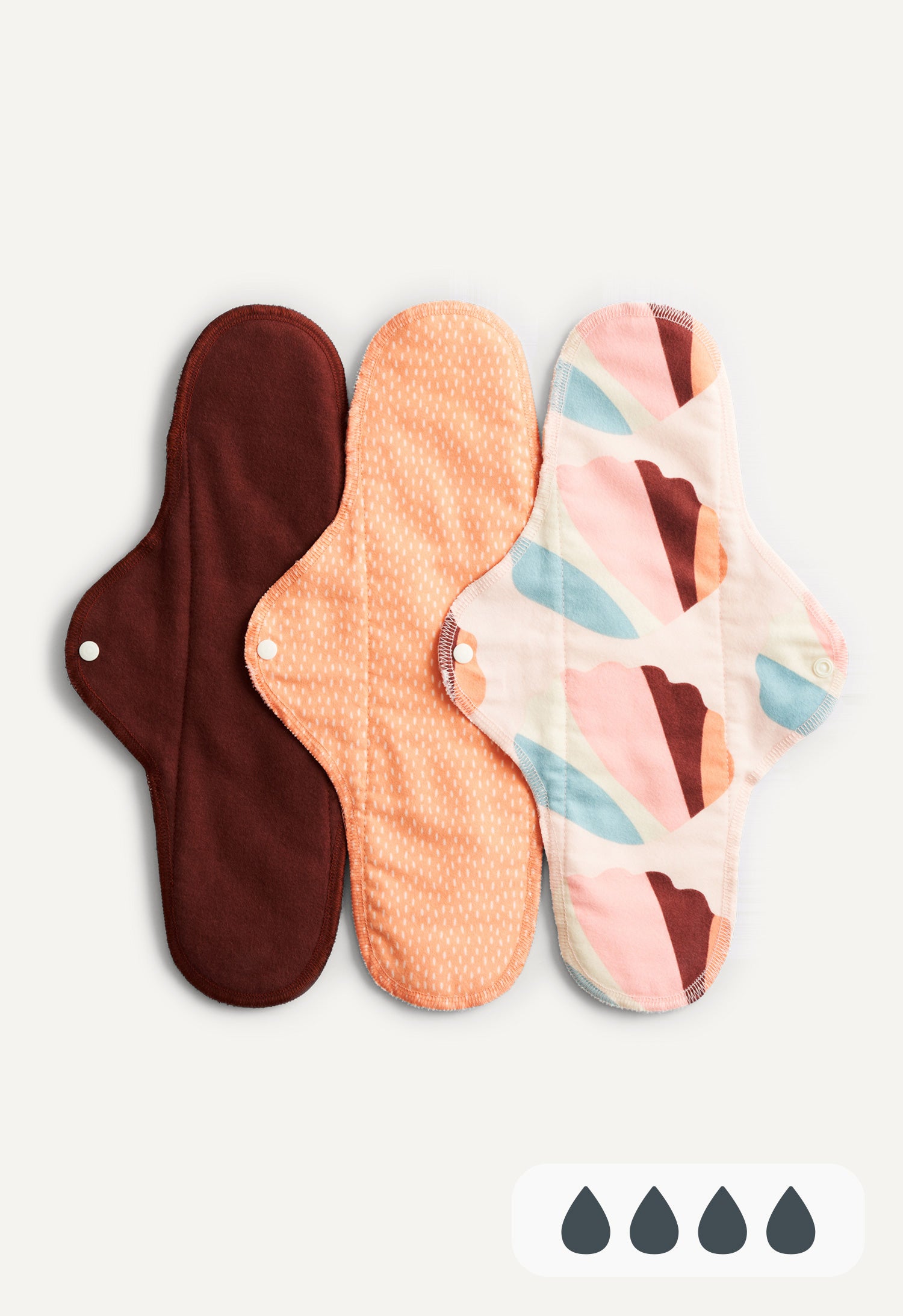 Compresas clásicas para la noche, con motas naranjas - pack de 3