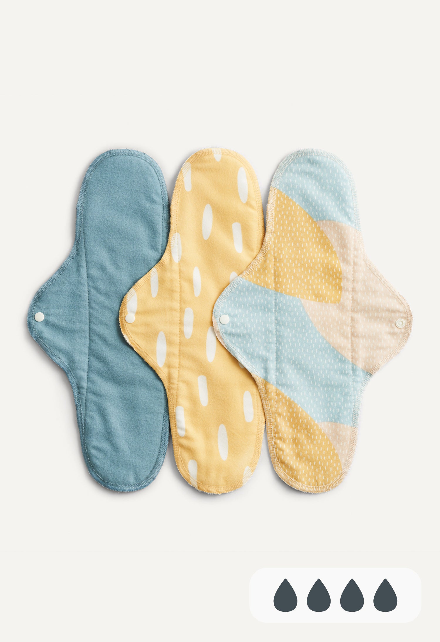 Compresas clásicas nocturnas con estampado azul - pack de 3