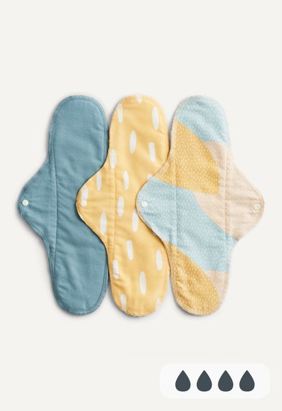 Compresas clásicas nocturnas con estampado azul - pack de 3