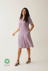 Vestido de lactancia con corte en A, manga corta - Lavanda