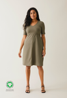 Vestido de lactancia con corte en A, manga corta - verde caqui