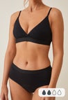 Braga menstrual hipster, flujo ligero, negro