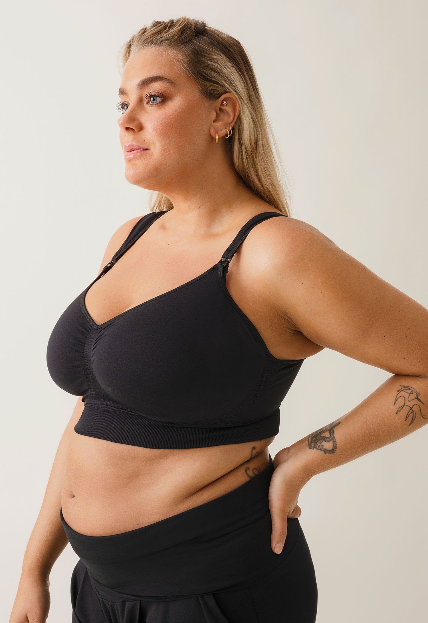 Sujetador de lactancia sin aros de sujeción firme 34C - 44F - Negro